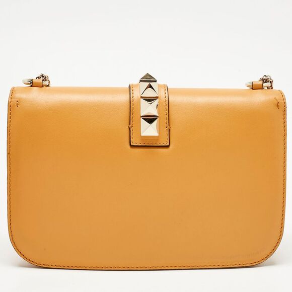 Valentino Dark Yellow Leather Large Glam Lock Flap Bag - Picture 4 of 7